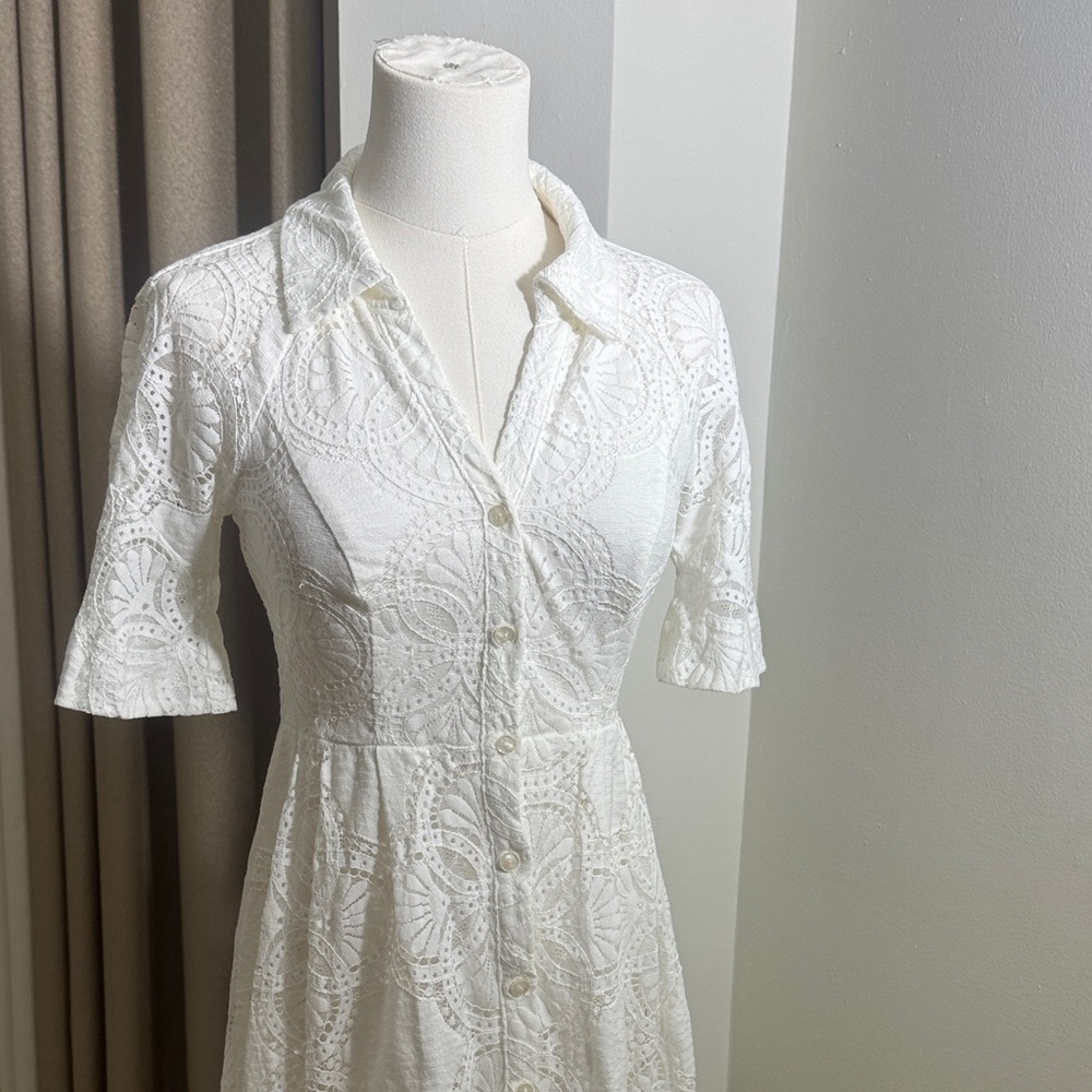 Maeve White Long Sleeve Lace Dress - Picture 2 of 3